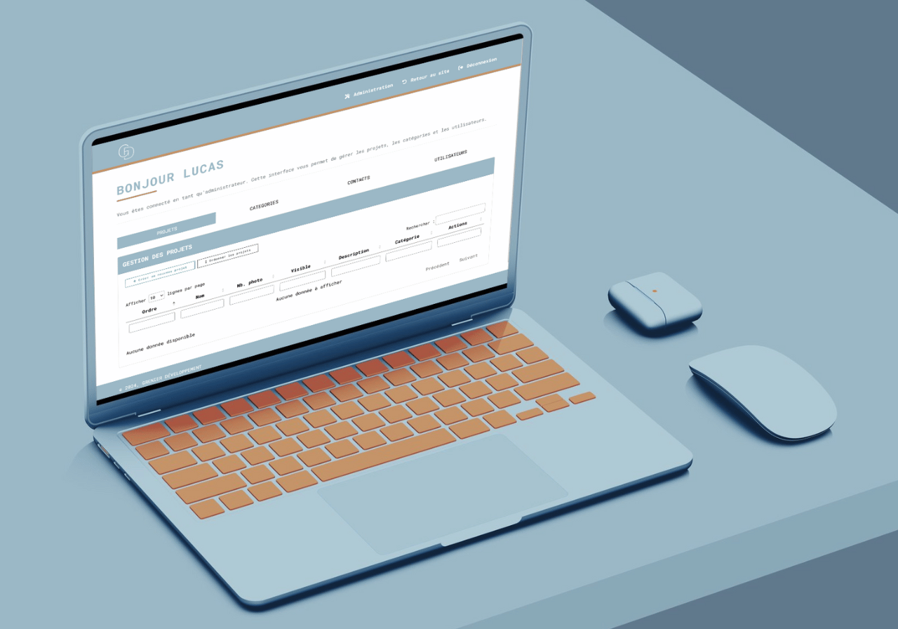 Illustration de la simplicité du module d'administration du site administrable