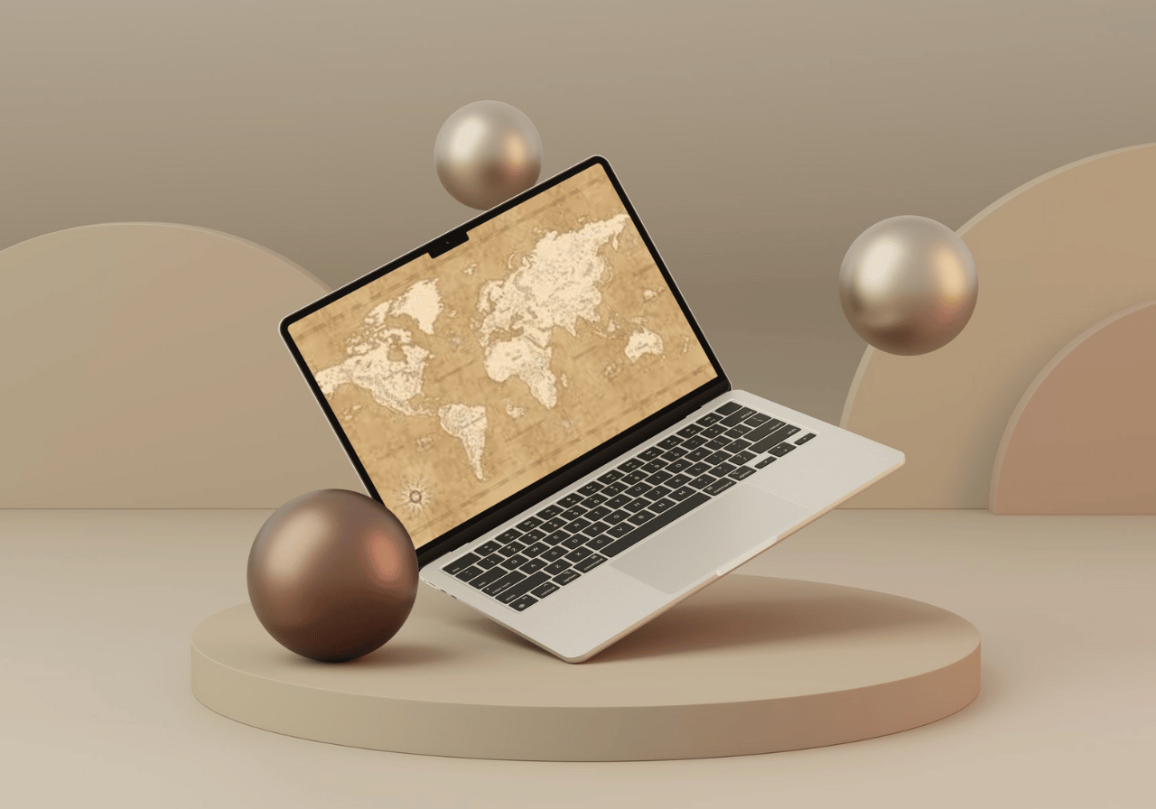 Illustration d'une carte du monde sur un ordinateur portable