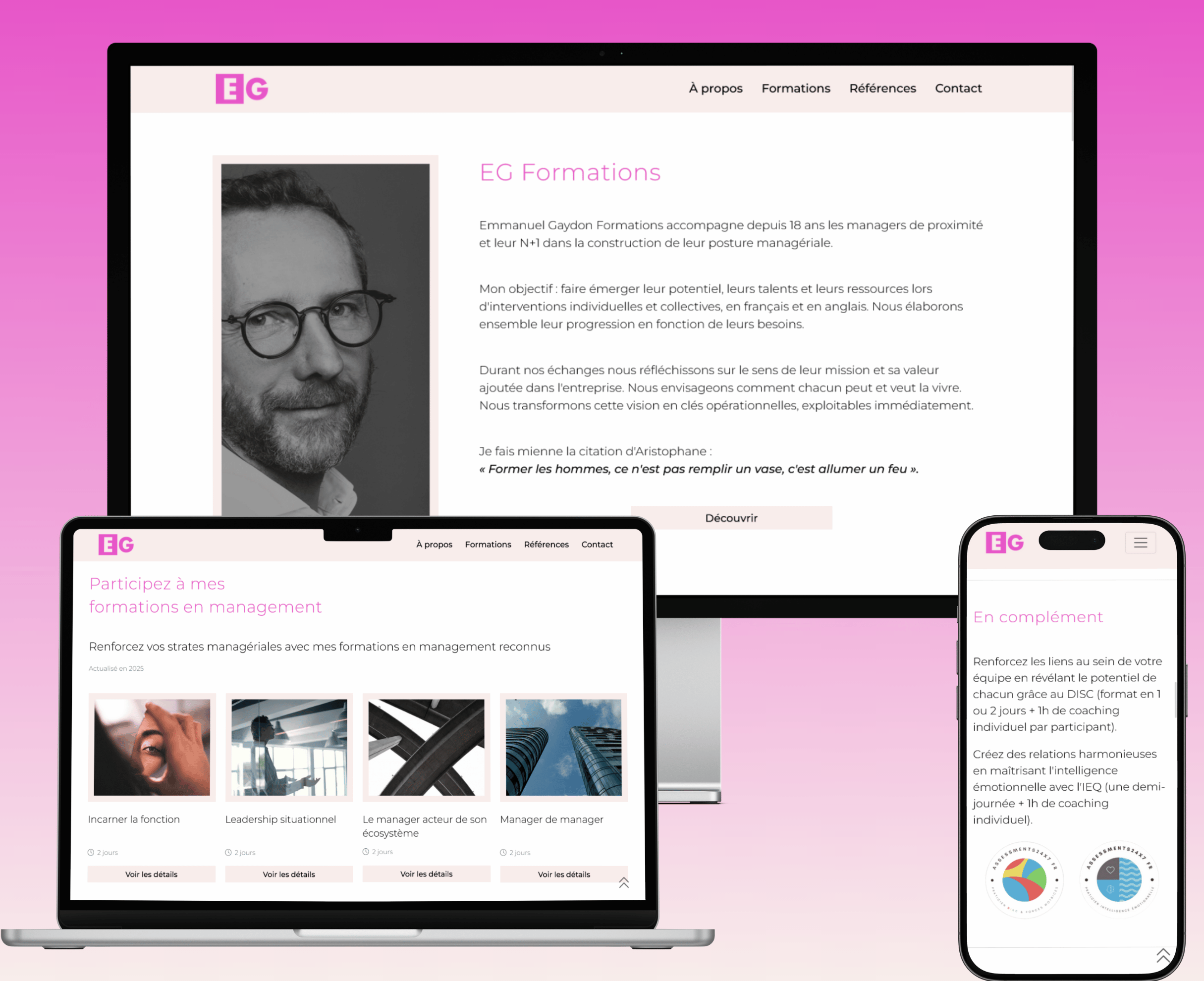 Comparaison 1ere : Site vitrine EG Formation